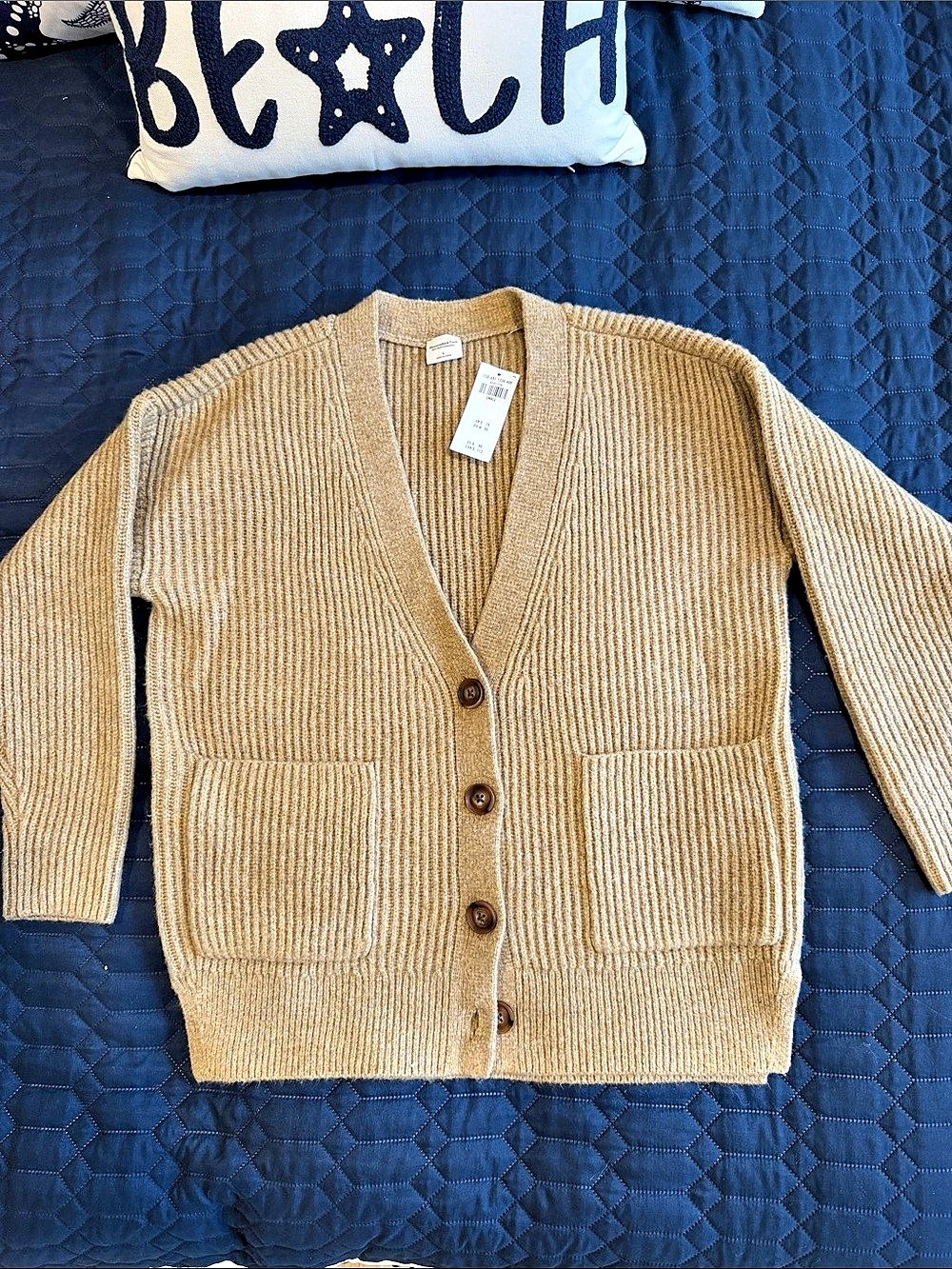 Abercrombie & Fitch Soft A&F Collection Chunky Button-Up Cardigan Brown/Tan Smal